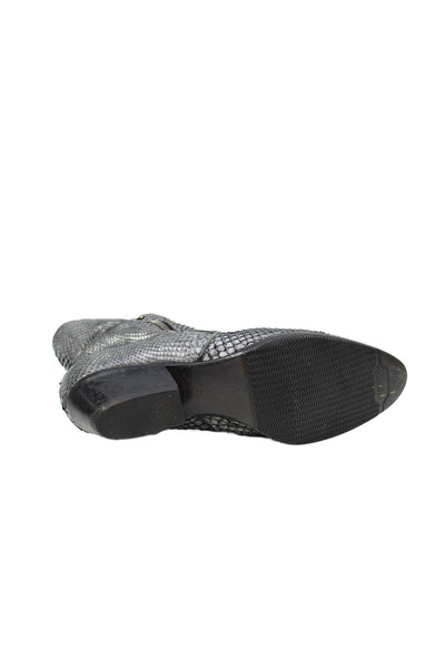 Barbara Bui Womens Faux Snakeskin Ankle Boots Gray Size 7.5