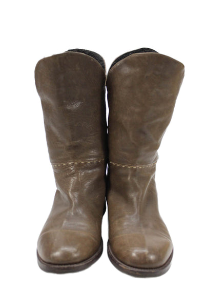Henry Beguelin Womens Leather Mid Calf Boots Brown Size 7