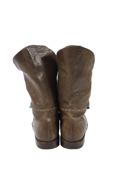 Henry Beguelin Womens Leather Mid Calf Boots Brown Size 7