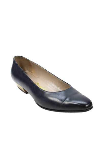 Salvatore Ferragamo Womens Leather Slip-On Ballet Flats Black Size 7