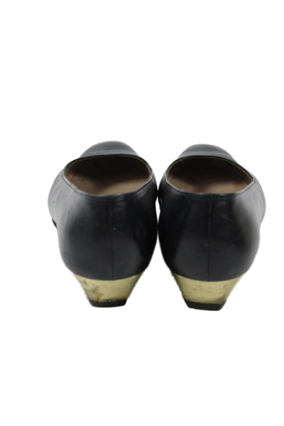 Salvatore Ferragamo Womens Leather Slip-On Ballet Flats Black Size 7