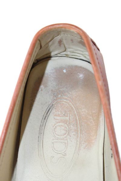 Tods Womens Leather Slip-On Flat Penny Loafers Solid Brown Size 7.5