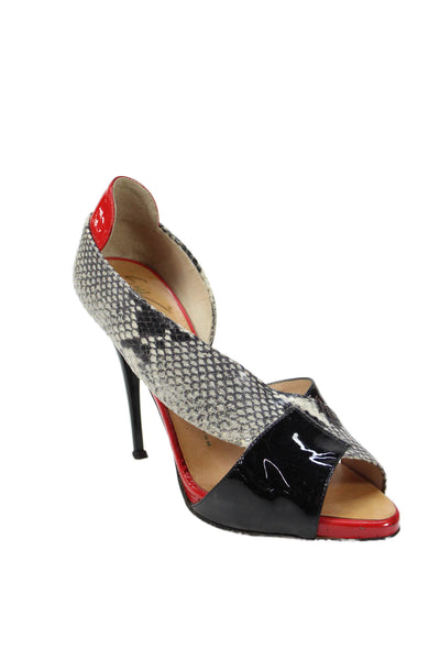 Giuseppe Zanotti Design Womens Snakeskin Print Pumps Black Red Size 39 9