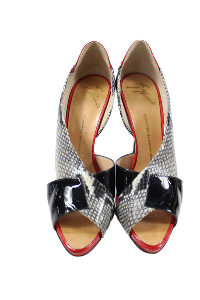 Giuseppe Zanotti Design Womens Snakeskin Print Pumps Black Red Size 39 9