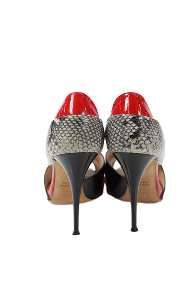 Giuseppe Zanotti Design Womens Snakeskin Print Pumps Black Red Size 39 9