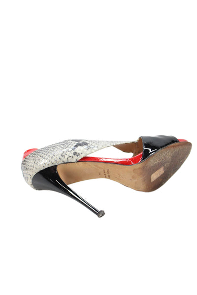 Giuseppe Zanotti Design Womens Snakeskin Print Pumps Black Red Size 39 9