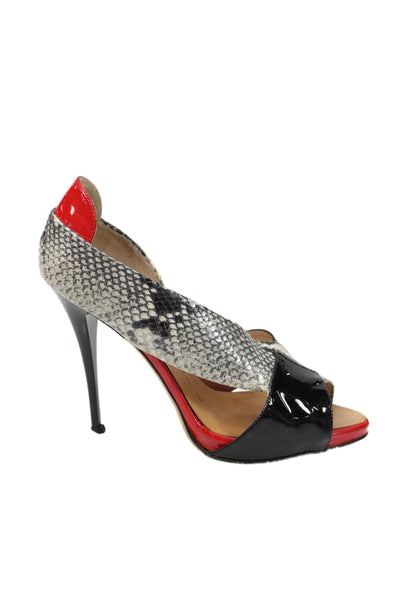Giuseppe Zanotti Design Womens Snakeskin Print Pumps Black Red Size 39 9
