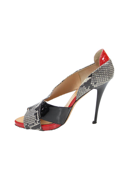 Giuseppe Zanotti Design Womens Snakeskin Print Pumps Black Red Size 39 9