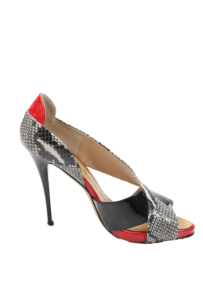 Giuseppe Zanotti Design Womens Snakeskin Print Pumps Black Red Size 39 9