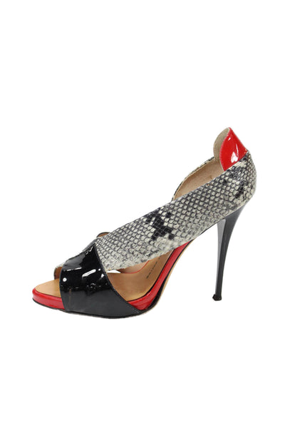 Giuseppe Zanotti Design Womens Snakeskin Print Pumps Black Red Size 39 9