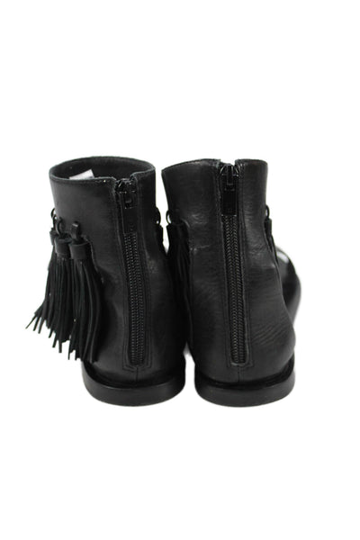 Loeffler Randall Womens Leather Tassel Trim Ankle Strap Sandals Black Size 9 B