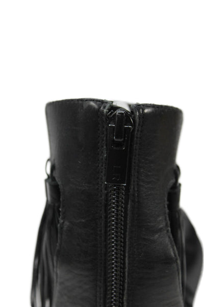 Loeffler Randall Womens Leather Tassel Trim Ankle Strap Sandals Black Size 9 B