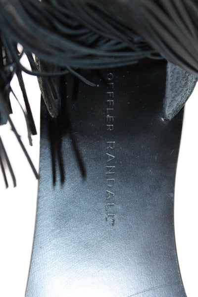 Loeffler Randall Womens Leather Tassel Trim Ankle Strap Sandals Black Size 9 B