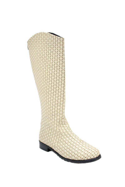 Artemis Design Co Womens Back Zip Block Heel Geometric Boots Beige Size 38