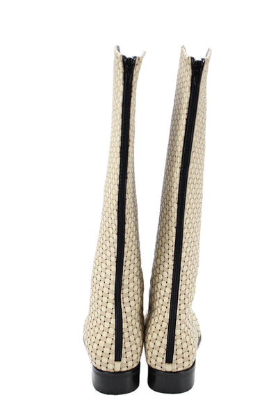 Artemis Design Co Womens Back Zip Block Heel Geometric Boots Beige Size 38