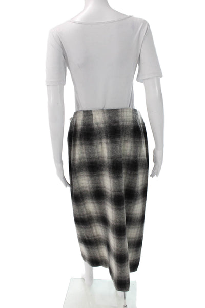 J. Mclaughlin Women Black Plaid Wool Wrap Skirt Long Size 12