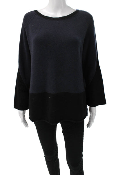 Bogner Womens Wool Boat Neck Pullover Long Sleeve Blue Size 12