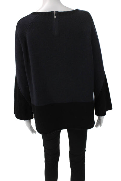 Bogner Womens Wool Boat Neck Pullover Long Sleeve Blue Size 12