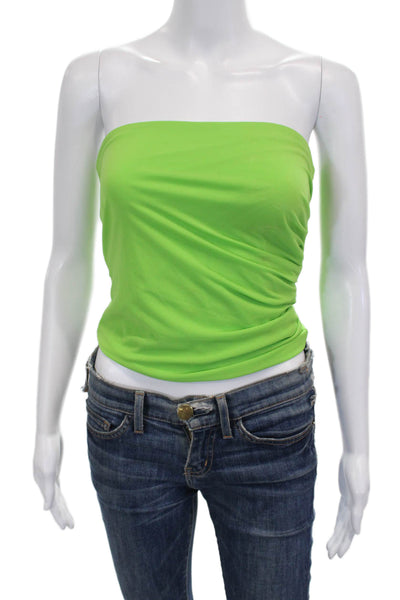 Helmut Lang Women Off Shoulder Green Polyester Blouse Long Sleeve Size S