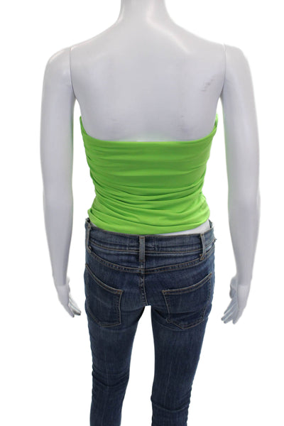 Helmut Lang Women Off Shoulder Green Polyester Blouse Long Sleeve Size S