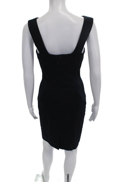 L'Agence Womens Bodycon Dress Black Sleeveless Crew Neck Zip Short Size 4