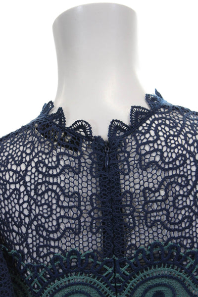 Sea New York Womens Blue Sheath Dress High Neck Knee Length Cotton Size 0