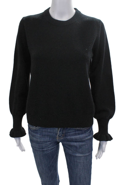 Minnie Rose Women Pullover Cashmere Black Crewneck Long Sleeve Size M