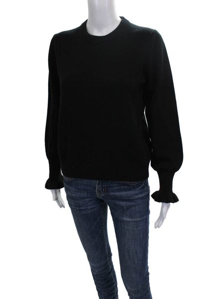 Minnie Rose Women Pullover Cashmere Black Crewneck Long Sleeve Size M