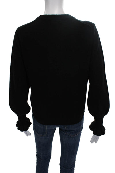 Minnie Rose Women Pullover Cashmere Black Crewneck Long Sleeve Size M