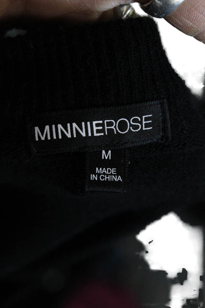 Minnie Rose Women Pullover Cashmere Black Crewneck Long Sleeve Size M