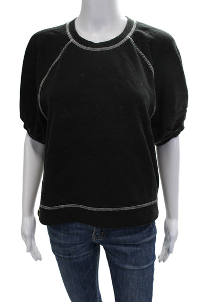 Kerri Rosenthal Women Black Cotton Basic T-Shirt Crew Neck Short Sleeve Size S