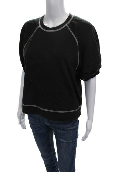 Kerri Rosenthal Women Black Cotton Basic T-Shirt Crew Neck Short Sleeve Size S