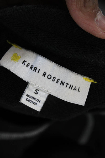 Kerri Rosenthal Women Black Cotton Basic T-Shirt Crew Neck Short Sleeve Size S