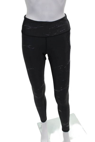 Chrldr Womens Ankle Marbled Black Polyester Leggings Size M