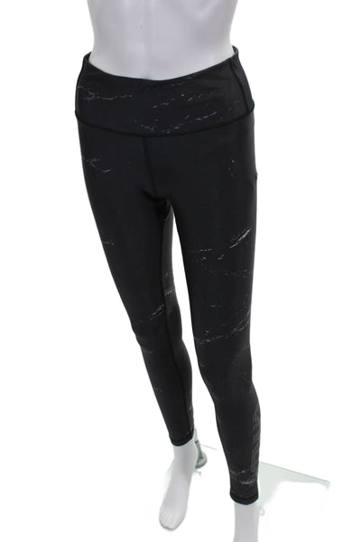 Chrldr Womens Ankle Marbled Black Polyester Leggings Size M