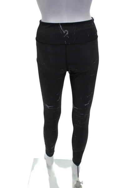 Chrldr Womens Ankle Marbled Black Polyester Leggings Size M