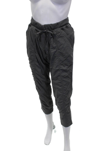 Lululemon Womens Capri Pants Gray Striped Nylon Blend Drawstring Size 8
