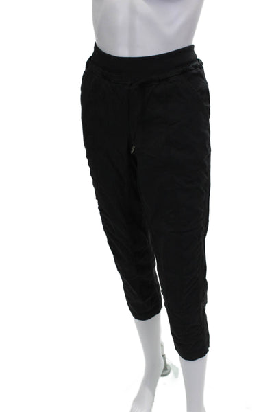 Lululemon Womens Capri Pants Black Nylon Blend Drawstring Size 8