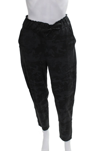 Lululemon Womens Black Camo Nylon Jogger Pants Drawstring 26 Inseam Size 4