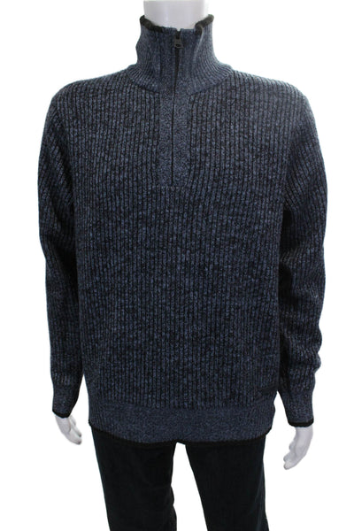Buffalo David Bitton Mens Pullover Mock Neck Striped Sweater Blue Size M