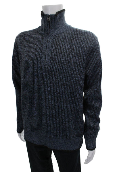 Buffalo David Bitton Mens Pullover Mock Neck Striped Sweater Blue Size M