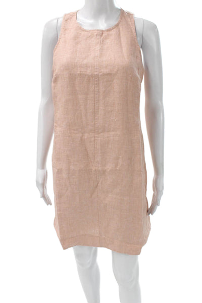 J Crew Women Shift Dress Sleeveless Pink Linen Knee Length Size S Petite