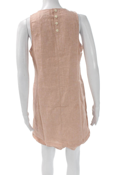 J Crew Women Shift Dress Sleeveless Pink Linen Knee Length Size S Petite