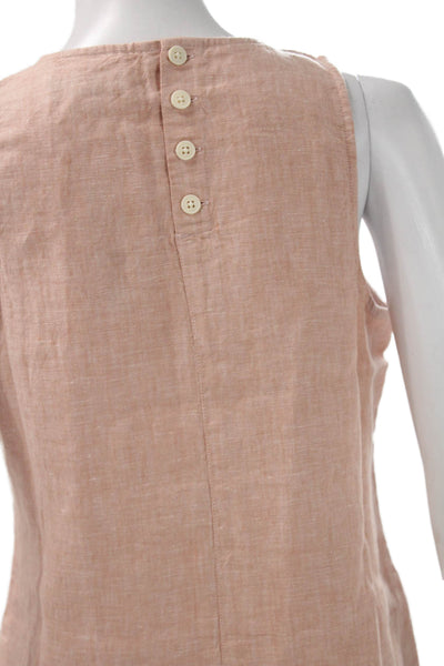 J Crew Women Shift Dress Sleeveless Pink Linen Knee Length Size S Petite