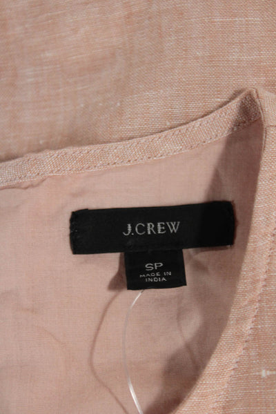 J Crew Women Shift Dress Sleeveless Pink Linen Knee Length Size S Petite