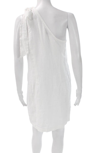 J Crew Womens Shift One Shoulder Sleeveless Linen Knee White Dress Size XS