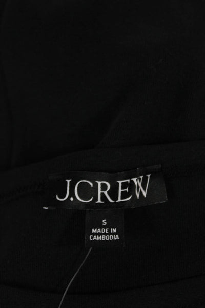 J Crew Women Black Cotton Long Sleeve Boat Neck Basic Blouse Size S
