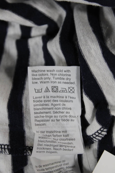 J Crew Women Blue Striped Cotton Boat Neck Basic T-Shirt Long Sleeve Size XS