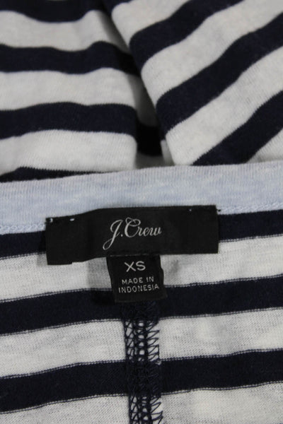 J Crew Women Blue Striped Cotton Boat Neck Basic T-Shirt Long Sleeve Size XS