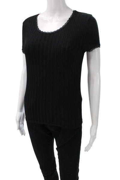 J Crew Women Basic T-Shirt Black Cotton Scoop Neck Short Sleeve Size S